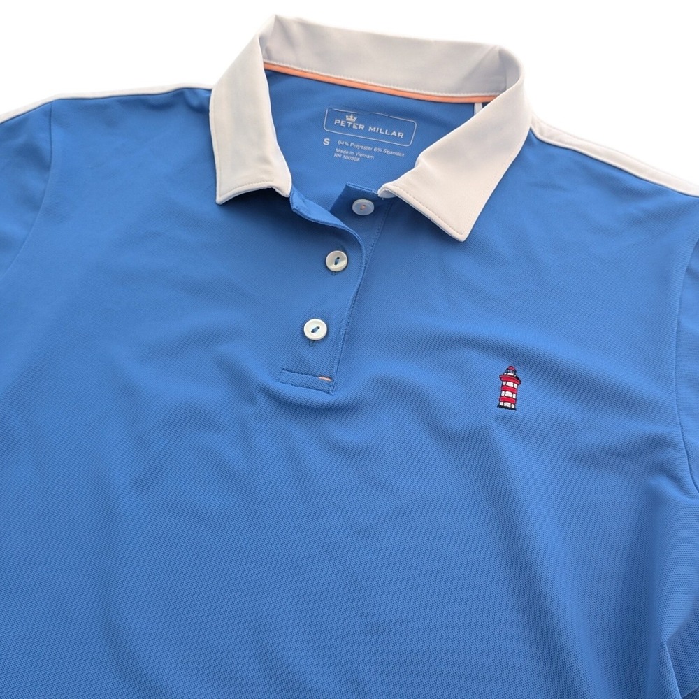 Peter‎ Millar Womens Small Blue Performance Polo Stretch Lighthouse LS20EK34S